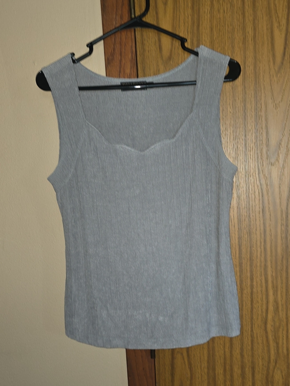 Picadilly Fashion Gray Ribbed Tank with Sweetheart Neckline